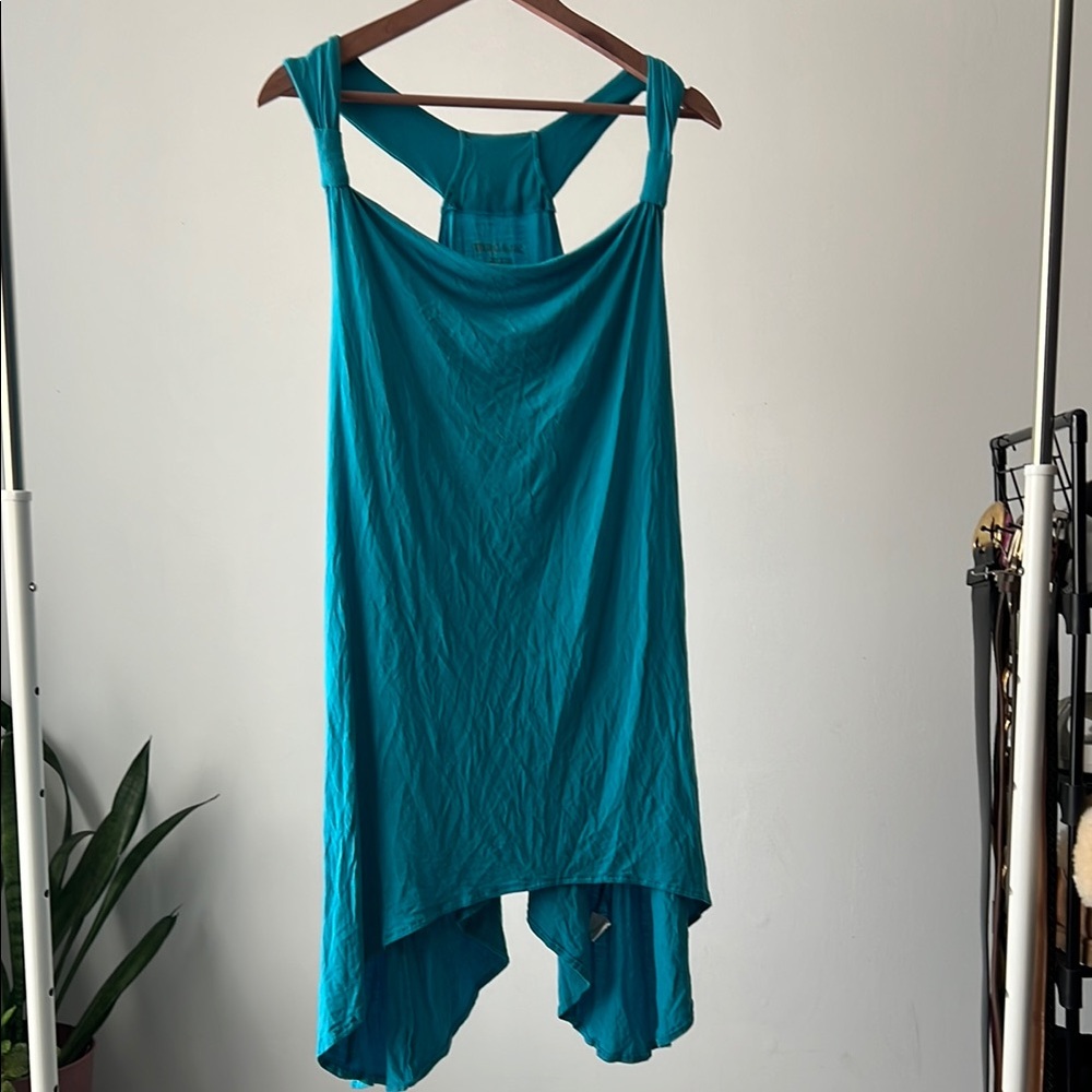 Mac & Jack Teal Blue Sleeveless Drape Dress Top M